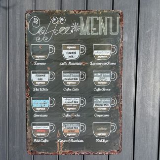 Coffee Menu Metalskilt