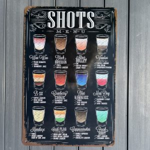 Shots Menu Metalskilt