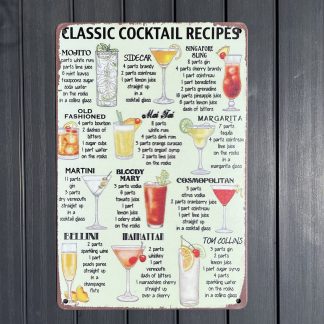 Classic Cocktail Metalskilt
